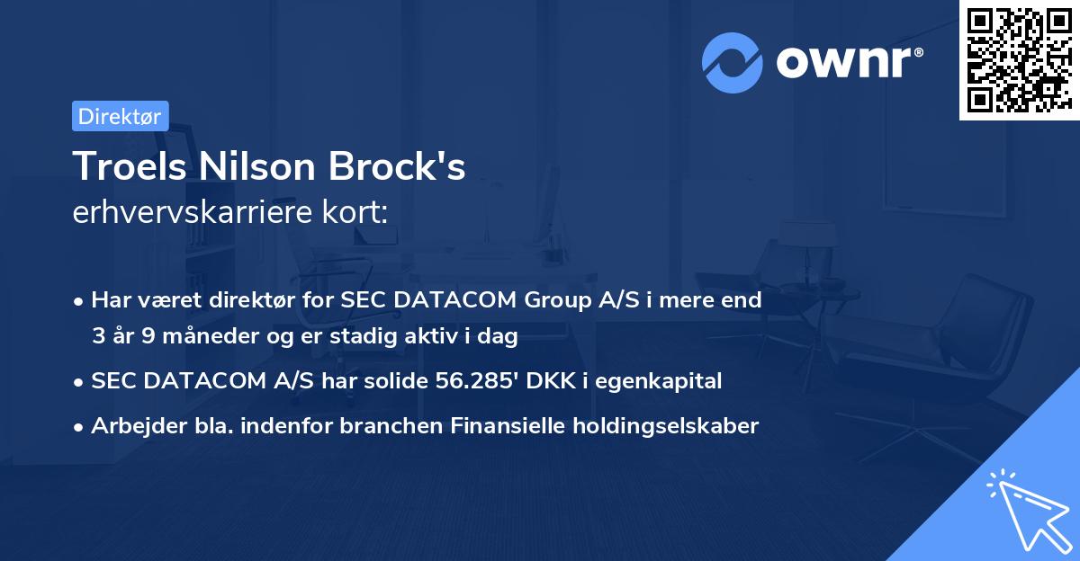 Troels Nilson Brock's erhvervskarriere kort