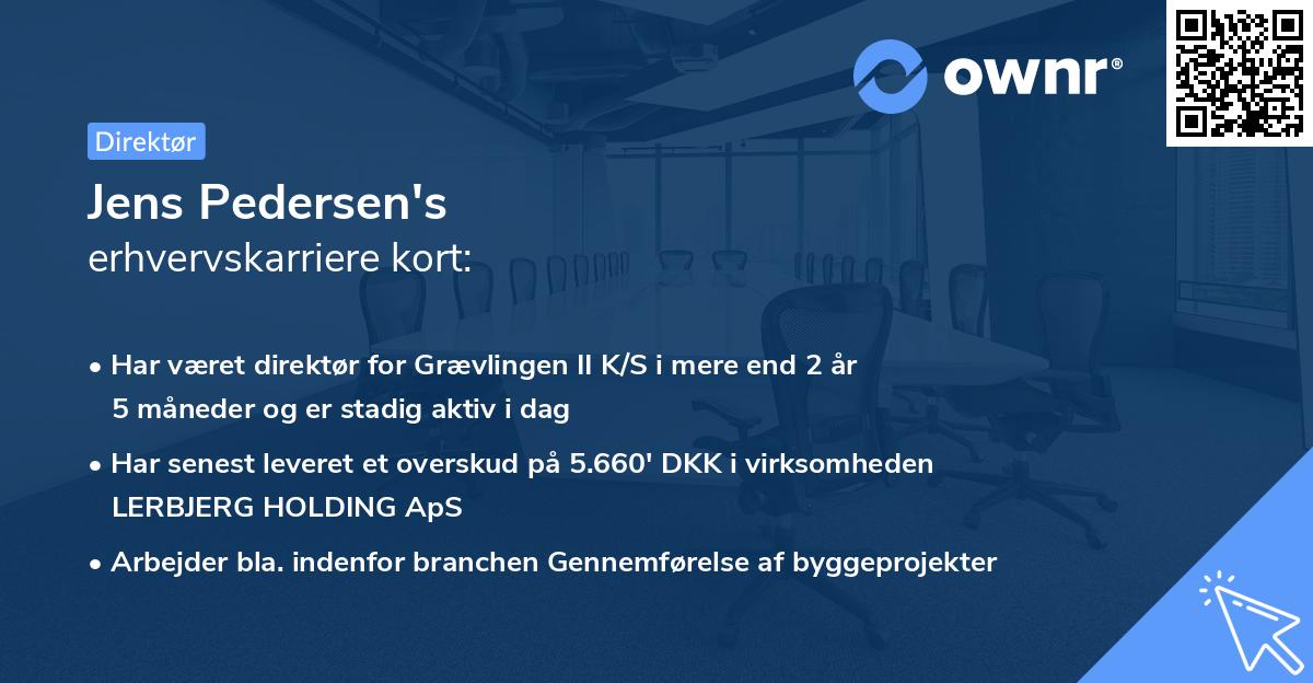 Jens Pedersen's erhvervskarriere kort