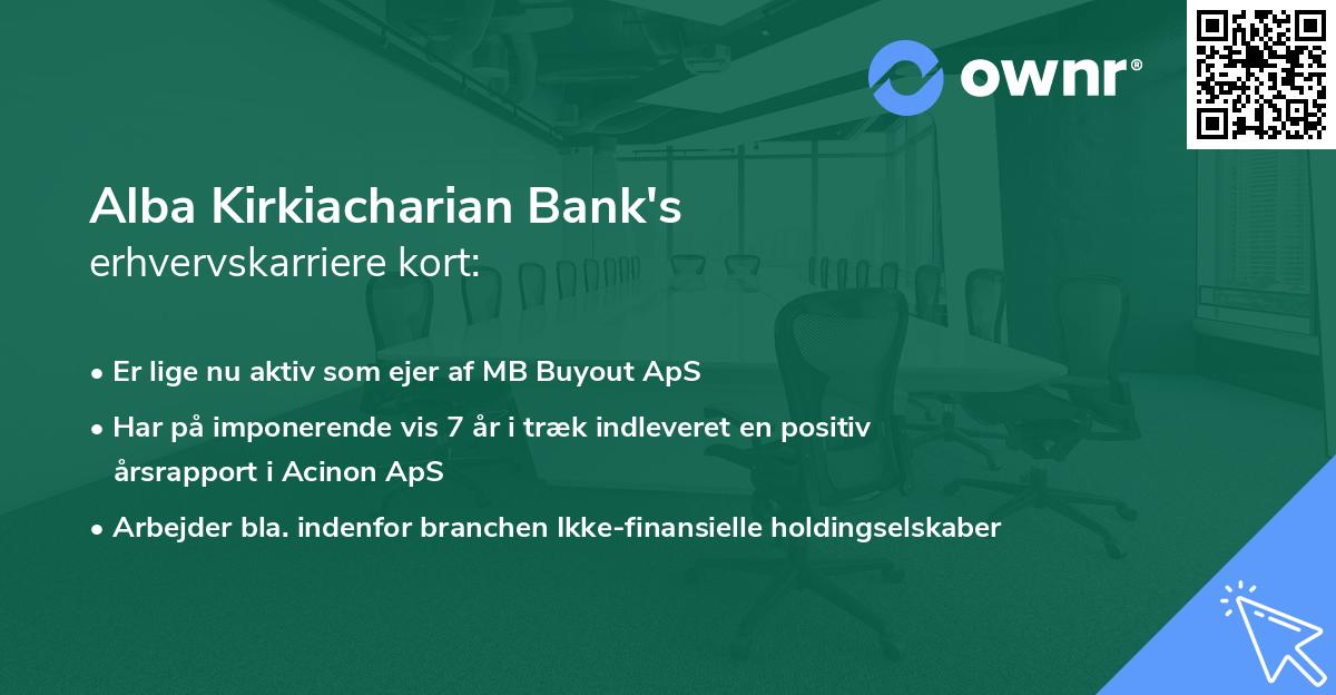 Alba Kirkiacharian Bank's erhvervskarriere kort