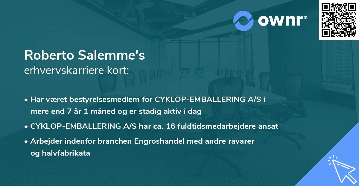 Roberto Salemme's erhvervskarriere kort