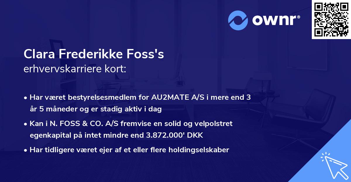 Clara Frederikke Foss's erhvervskarriere kort