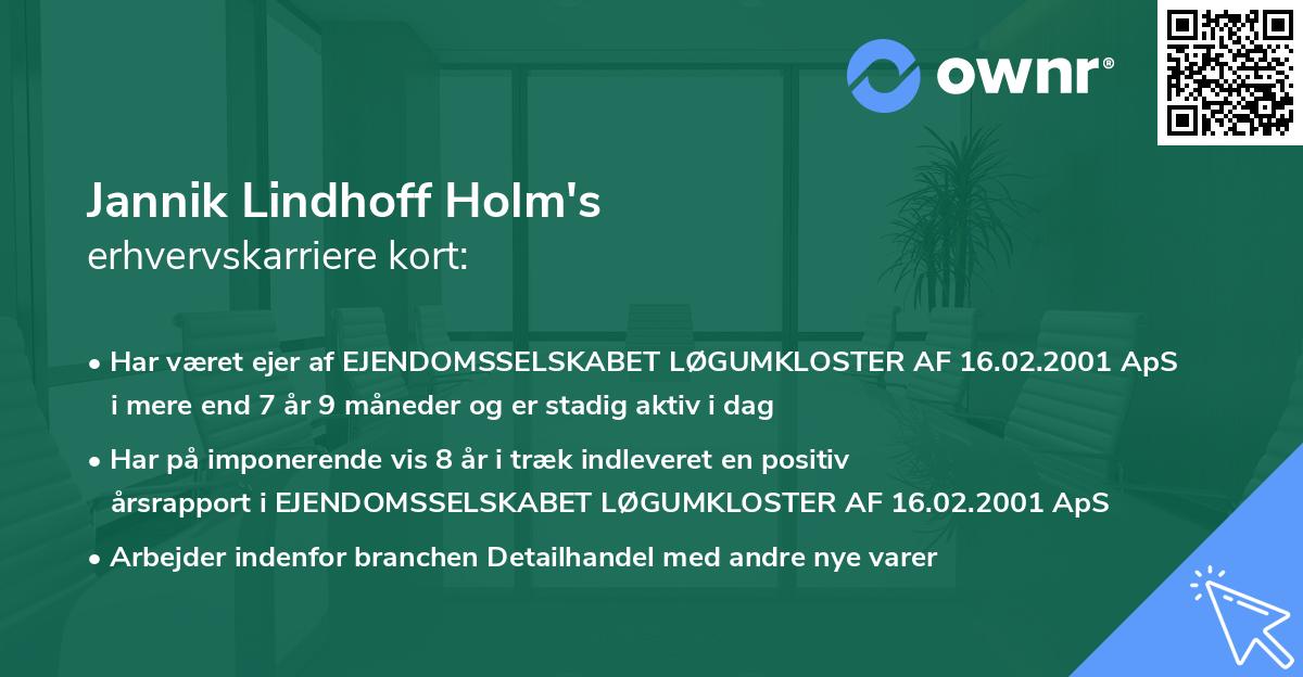 Jannik Lindhoff Holm's erhvervskarriere kort