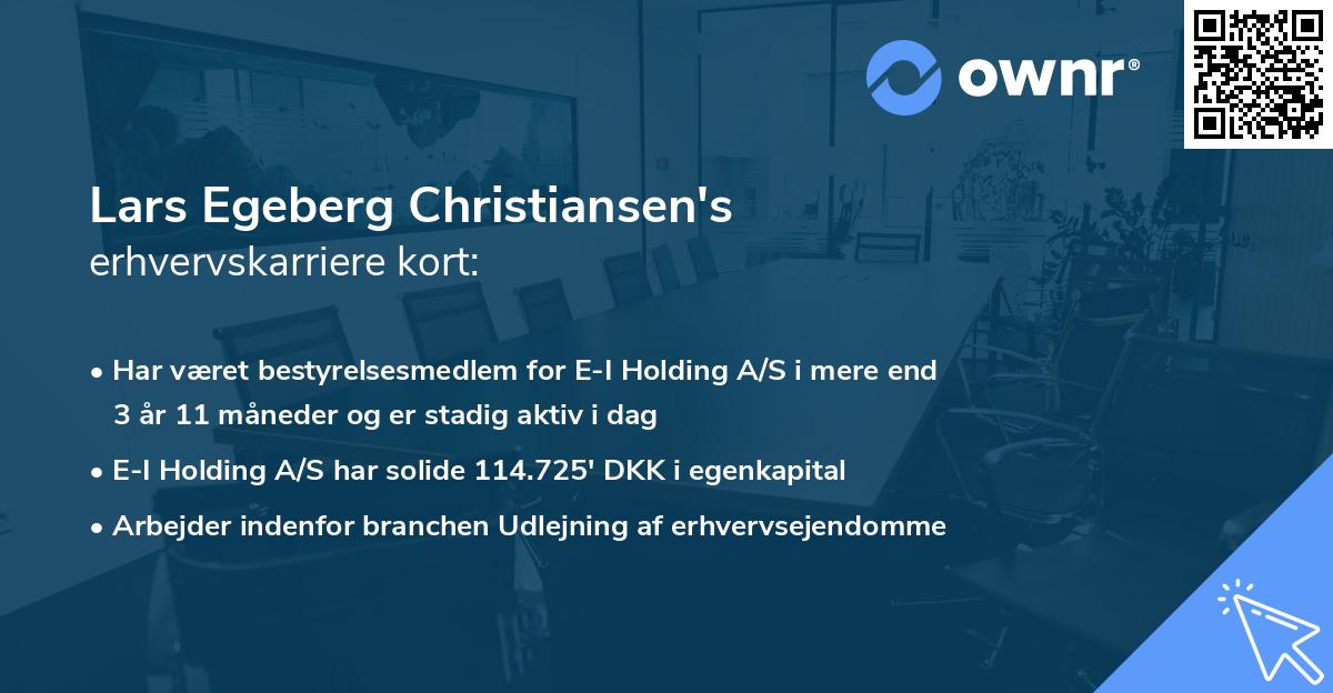 Lars Egeberg Christiansen's erhvervskarriere kort