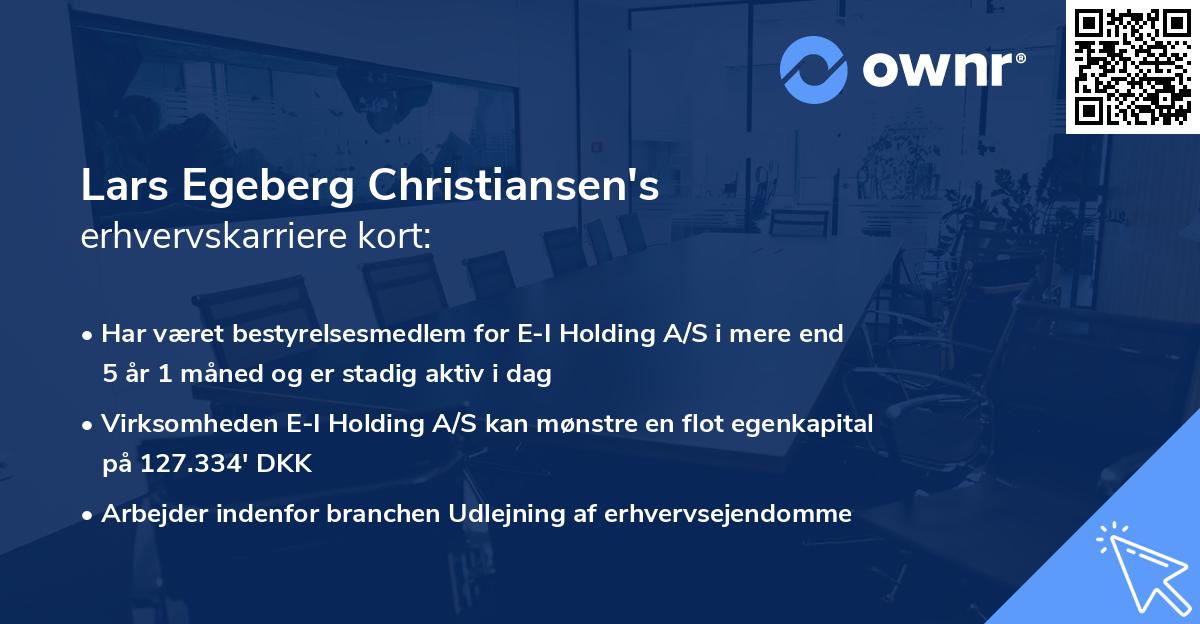 Lars Egeberg Christiansen's erhvervskarriere kort