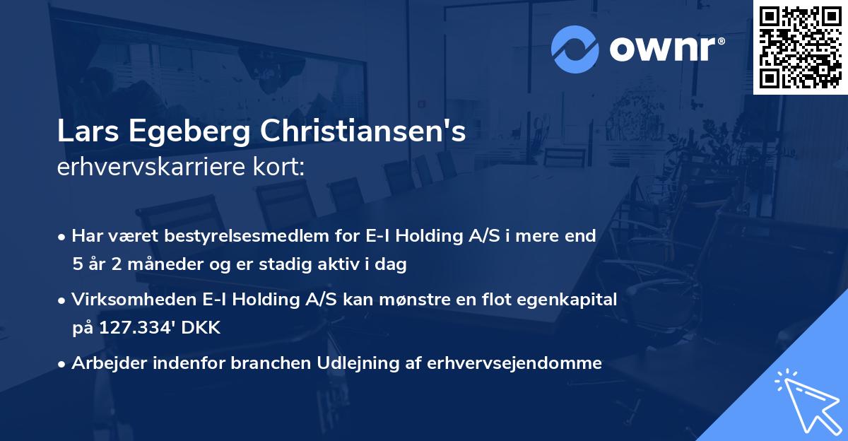 Lars Egeberg Christiansen's erhvervskarriere kort