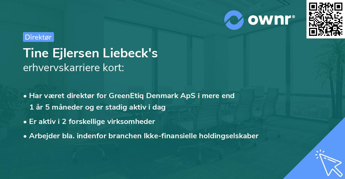 Tine Ejlersen Liebeck's erhvervskarriere kort