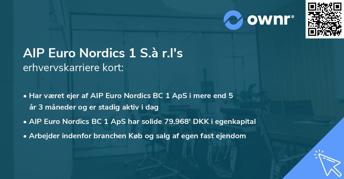 AIP Euro Nordics 1 S.à r.l's erhvervskarriere kort