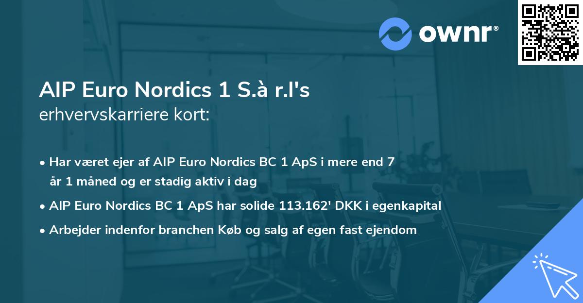 AIP Euro Nordics 1 S.à r.l's erhvervskarriere kort
