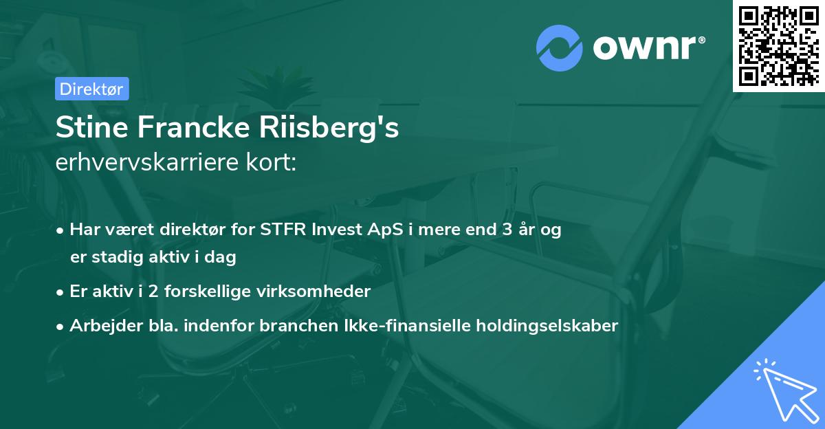 Stine Francke Riisberg's erhvervskarriere kort