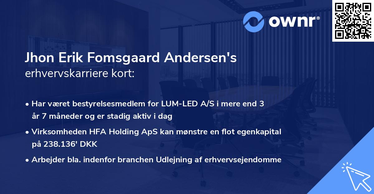 Jhon Erik Fomsgaard Andersen's erhvervskarriere kort
