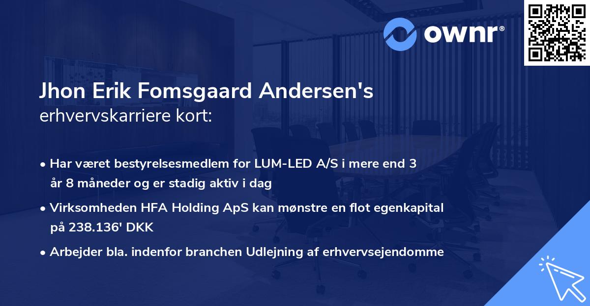 Jhon Erik Fomsgaard Andersen's erhvervskarriere kort