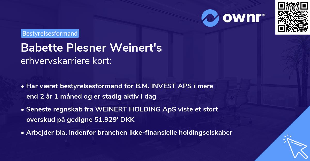 Babette Plesner Weinert's erhvervskarriere kort