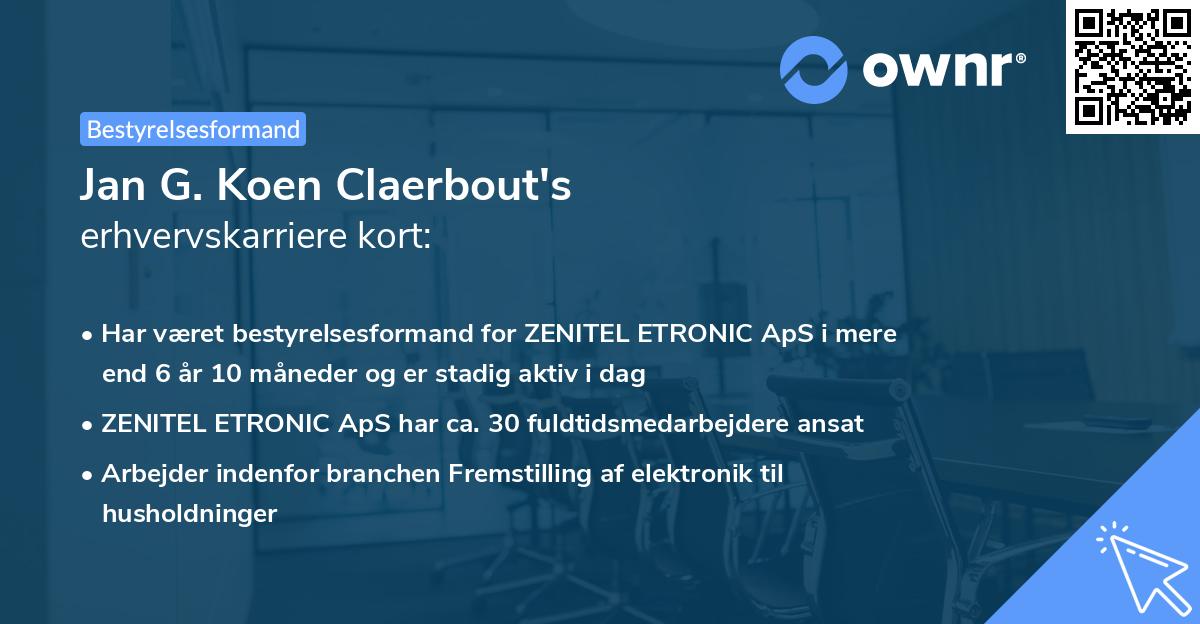 Jan G. Koen Claerbout's erhvervskarriere kort