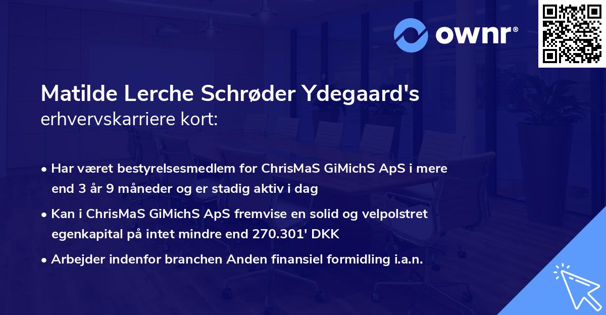 Matilde Lerche Schrøder Ydegaard's erhvervskarriere kort