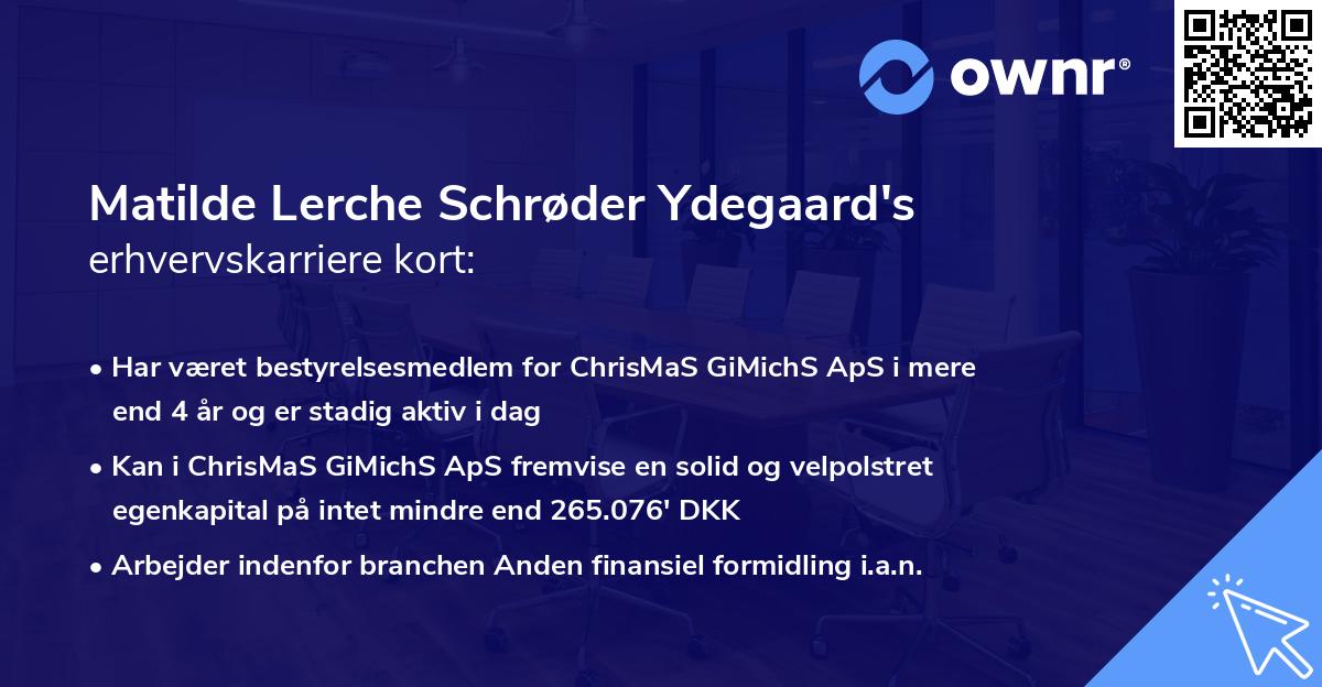 Matilde Lerche Schrøder Ydegaard's erhvervskarriere kort