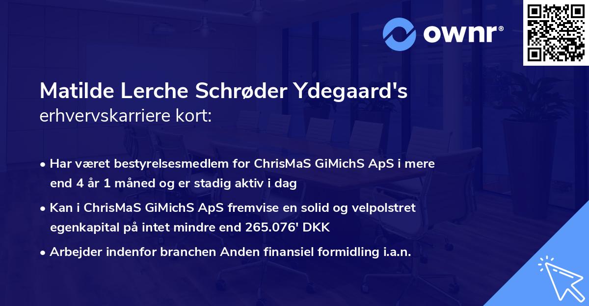 Matilde Lerche Schrøder Ydegaard's erhvervskarriere kort