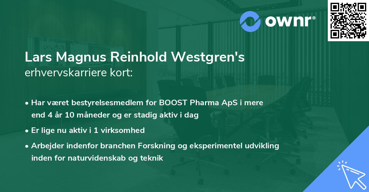 Lars Magnus Reinhold Westgren's erhvervskarriere kort