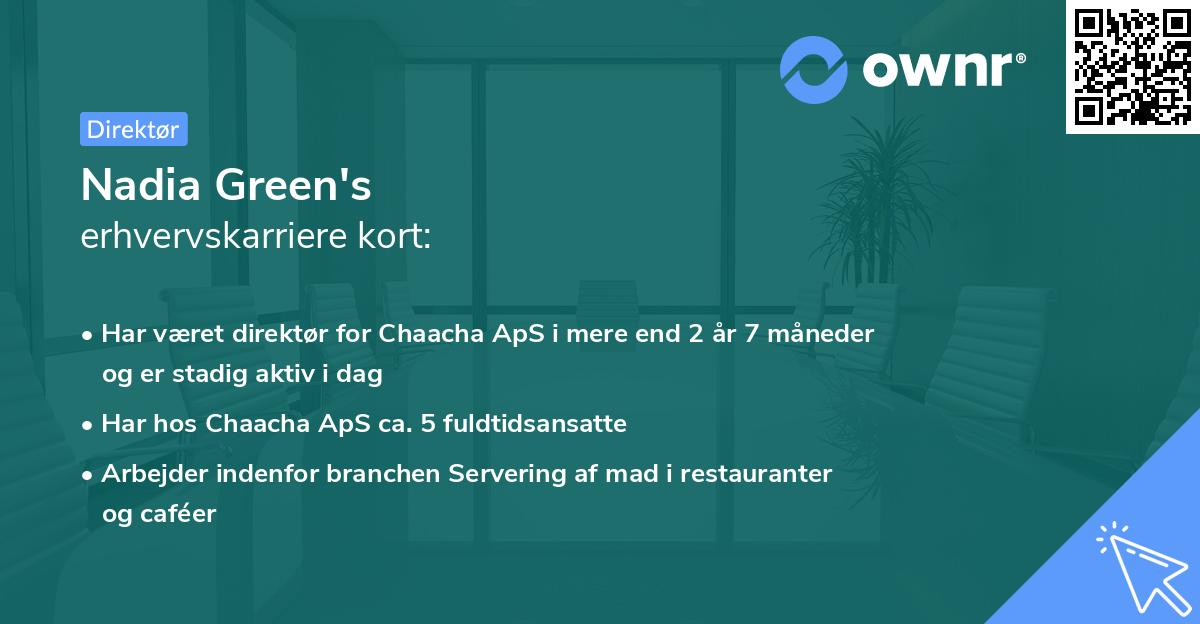 Nadia Green's erhvervskarriere kort