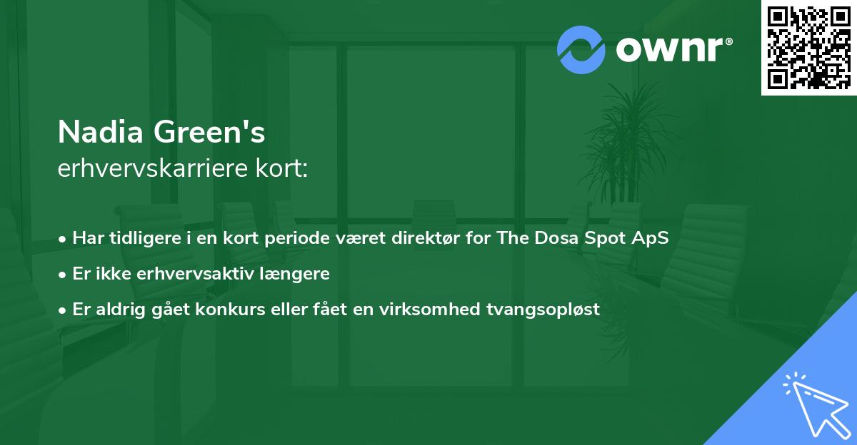 Nadia Green's erhvervskarriere kort