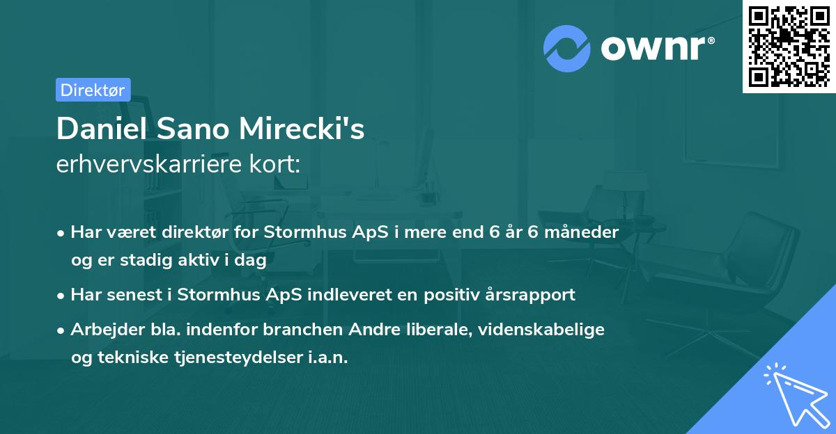 Daniel Sano Mirecki's erhvervskarriere kort