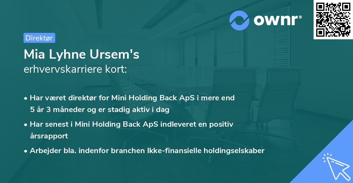 Mia Lyhne Ursem's erhvervskarriere kort