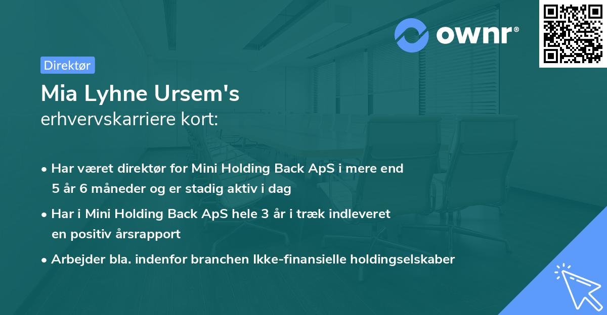 Mia Lyhne Ursem's erhvervskarriere kort