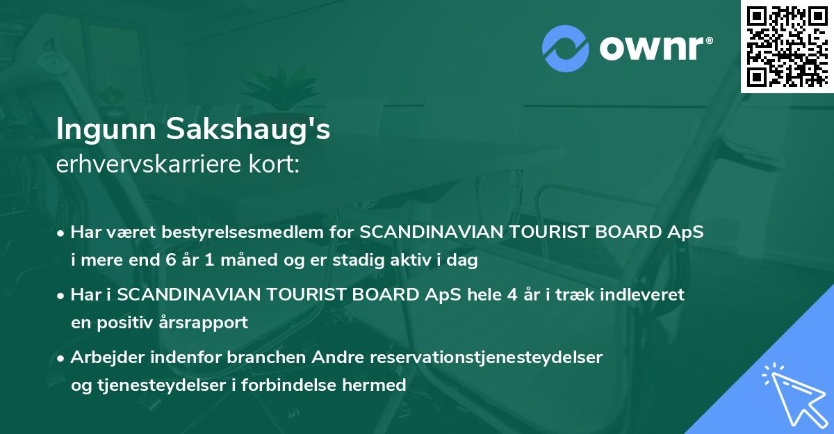 Ingunn Sakshaug's erhvervskarriere kort