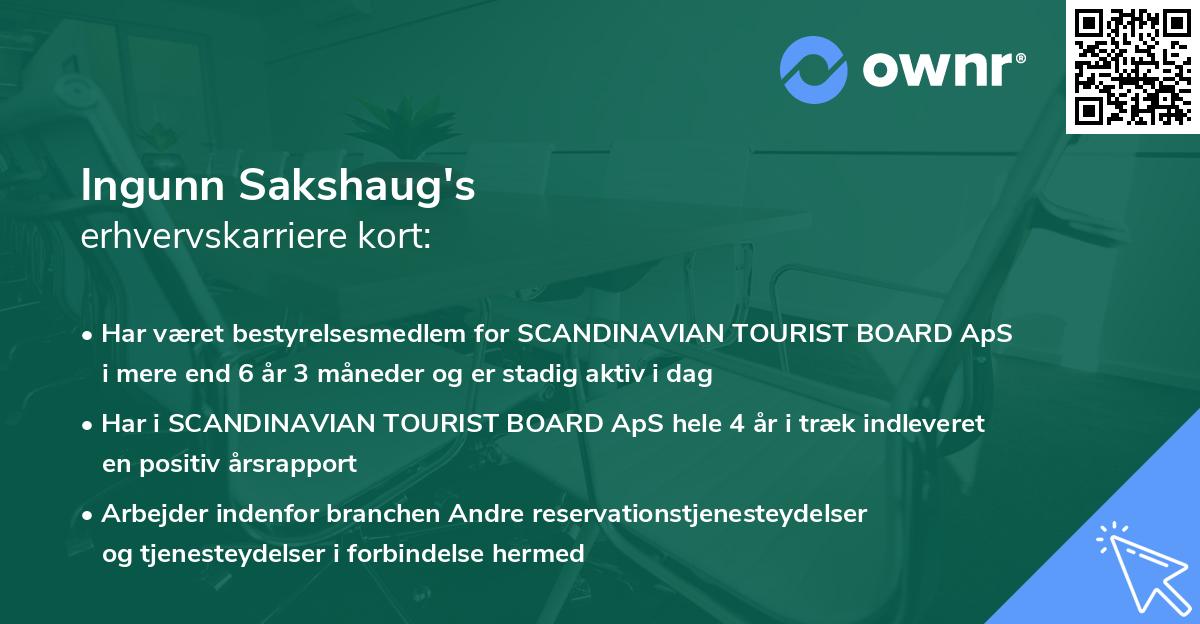 Ingunn Sakshaug's erhvervskarriere kort