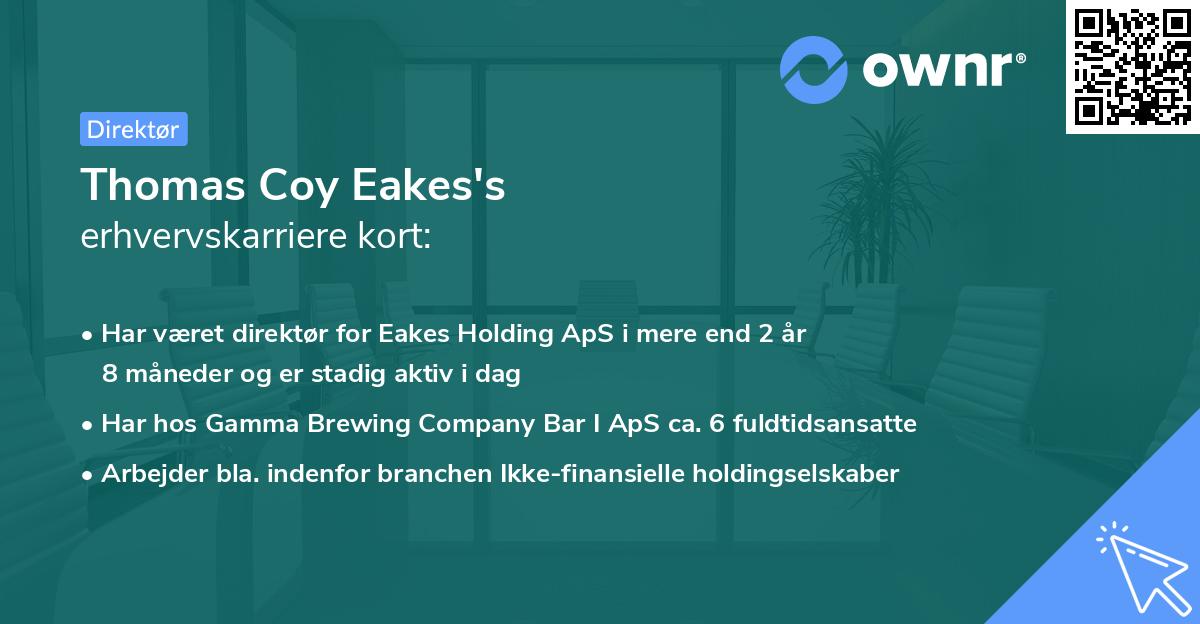 Thomas Coy Eakes's erhvervskarriere kort