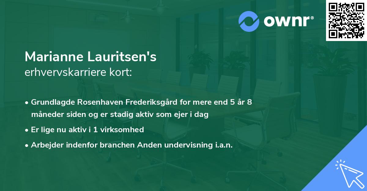 Marianne Lauritsen's erhvervskarriere kort