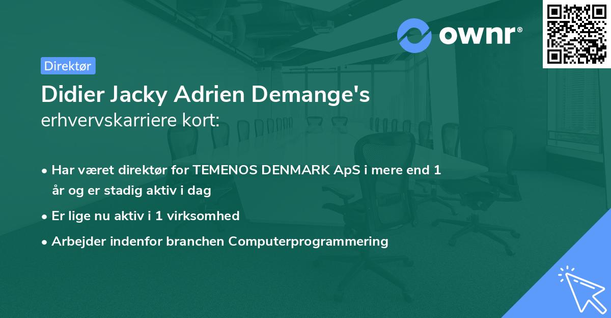 Didier Jacky Adrien Demange's erhvervskarriere kort