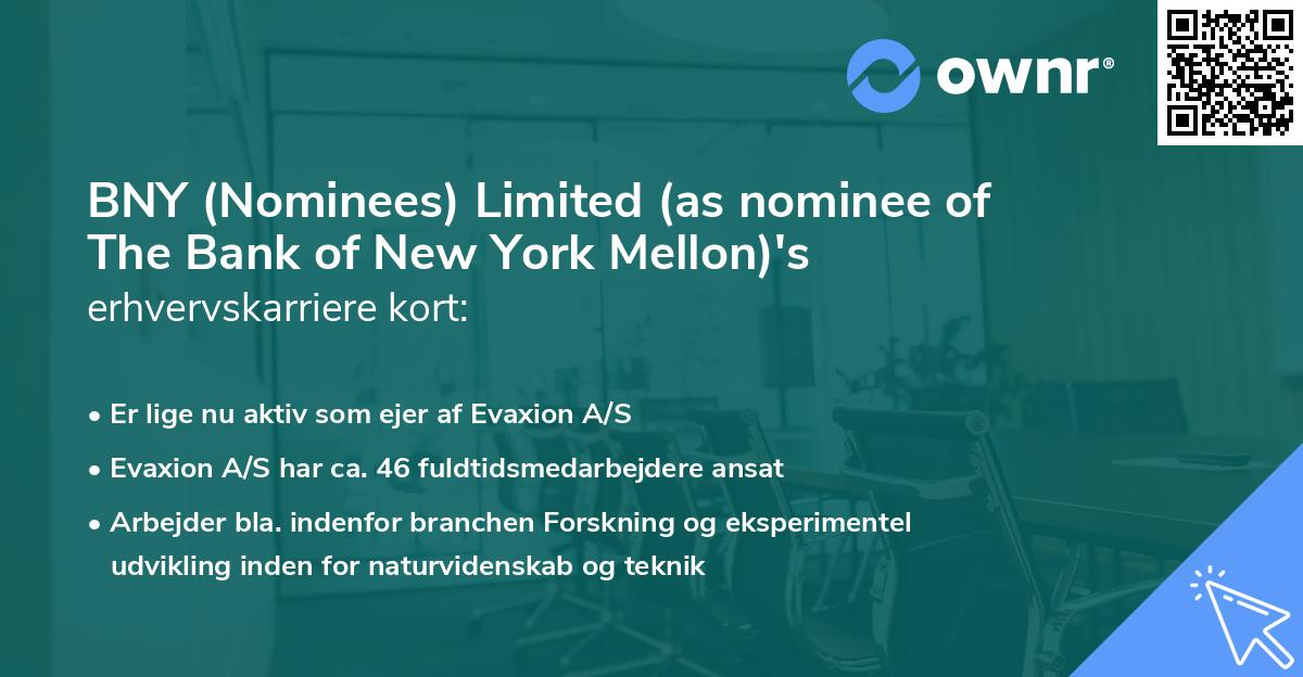 BNY (Nominees) Limited (as nominee of The Bank of New York Mellon)'s erhvervskarriere kort