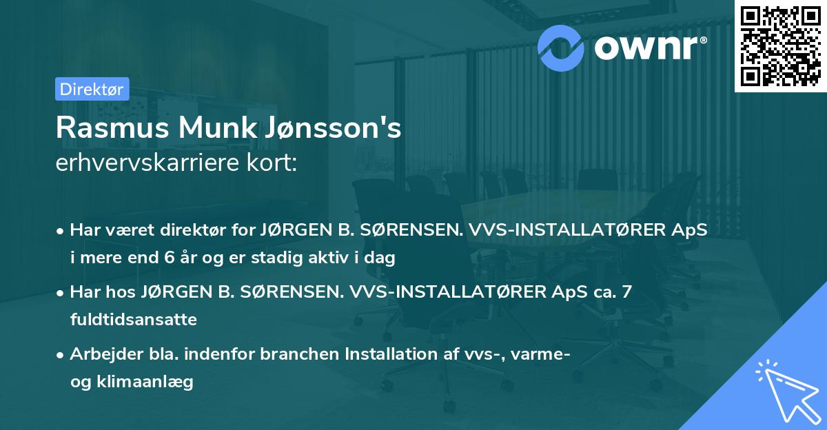 Rasmus Munk Jønsson's erhvervskarriere kort