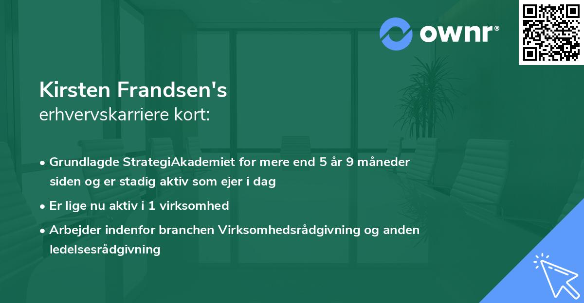 Kirsten Frandsen's erhvervskarriere kort