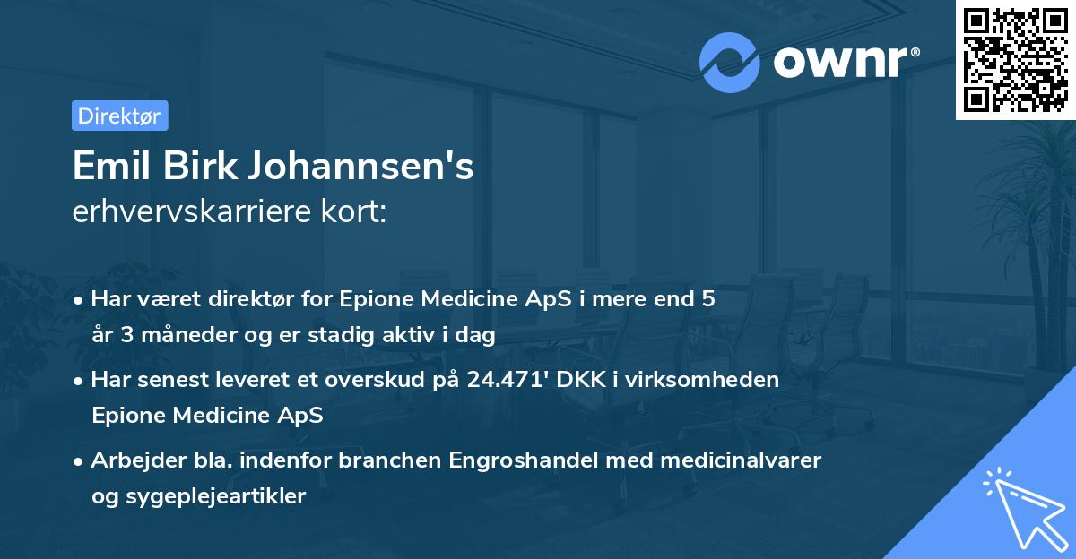 Emil Birk Johannsen's erhvervskarriere kort