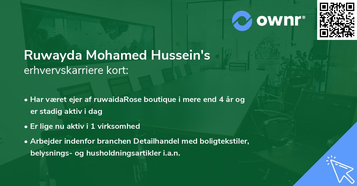 Ruwayda Mohamed Hussein's erhvervskarriere kort