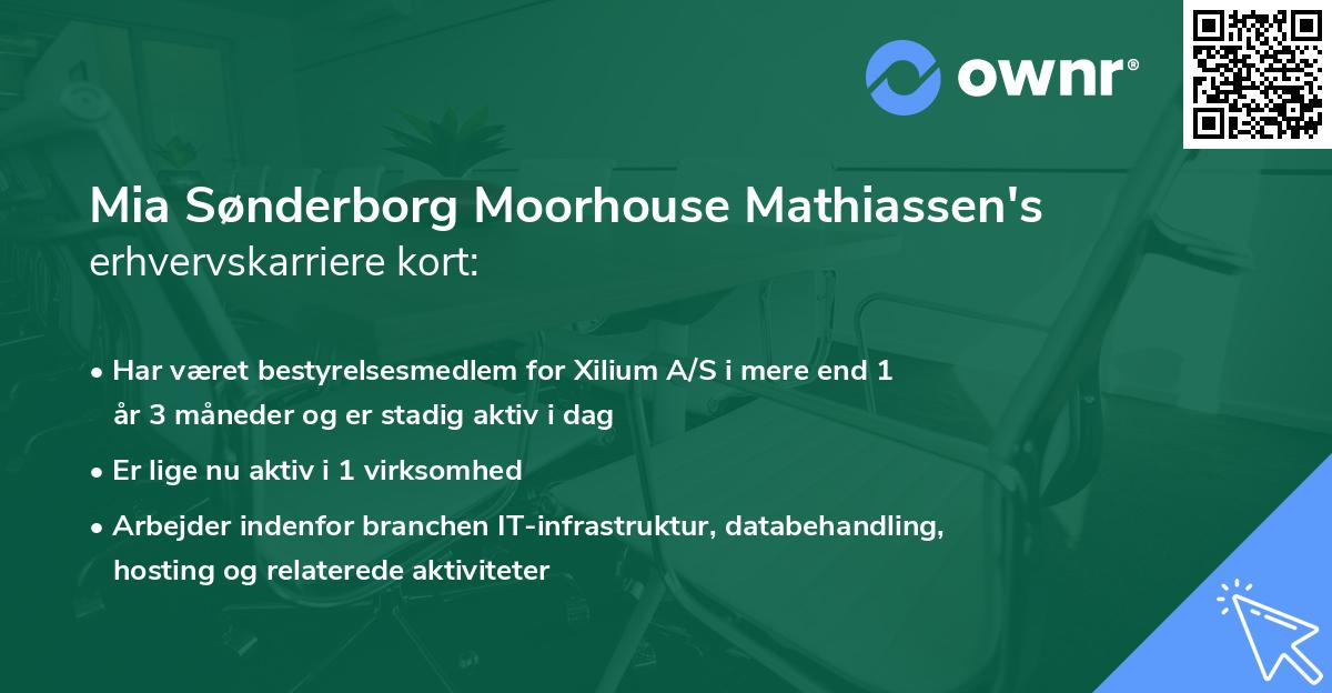 Mia Sønderborg Moorhouse Mathiassen's erhvervskarriere kort
