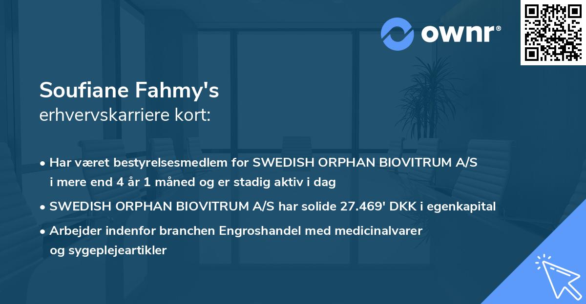 Soufiane Fahmy's erhvervskarriere kort