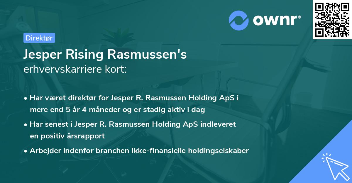 Jesper Rising Rasmussen's erhvervskarriere kort