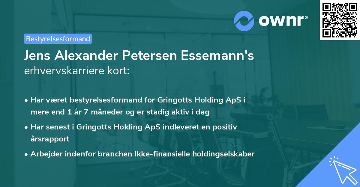 Jens Alexander Petersen Essemann's erhvervskarriere kort