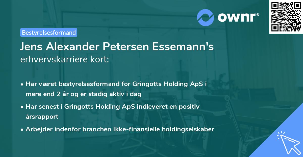 Jens Alexander Petersen Essemann's erhvervskarriere kort