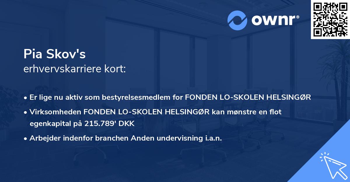 Pia Skov's erhvervskarriere kort