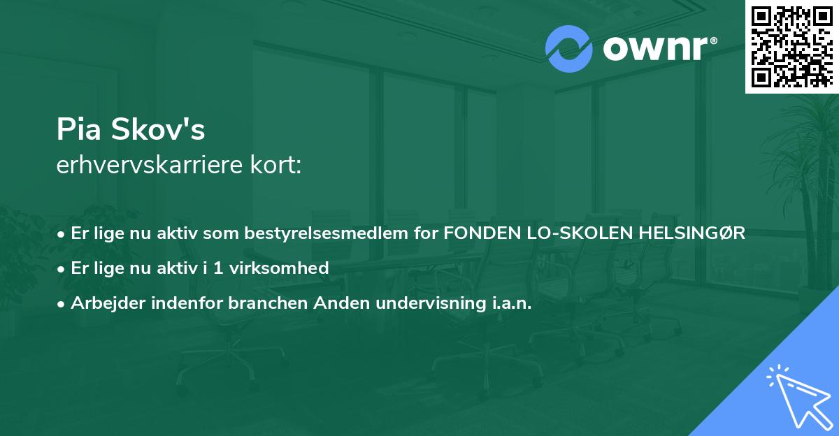 Pia Skov's erhvervskarriere kort