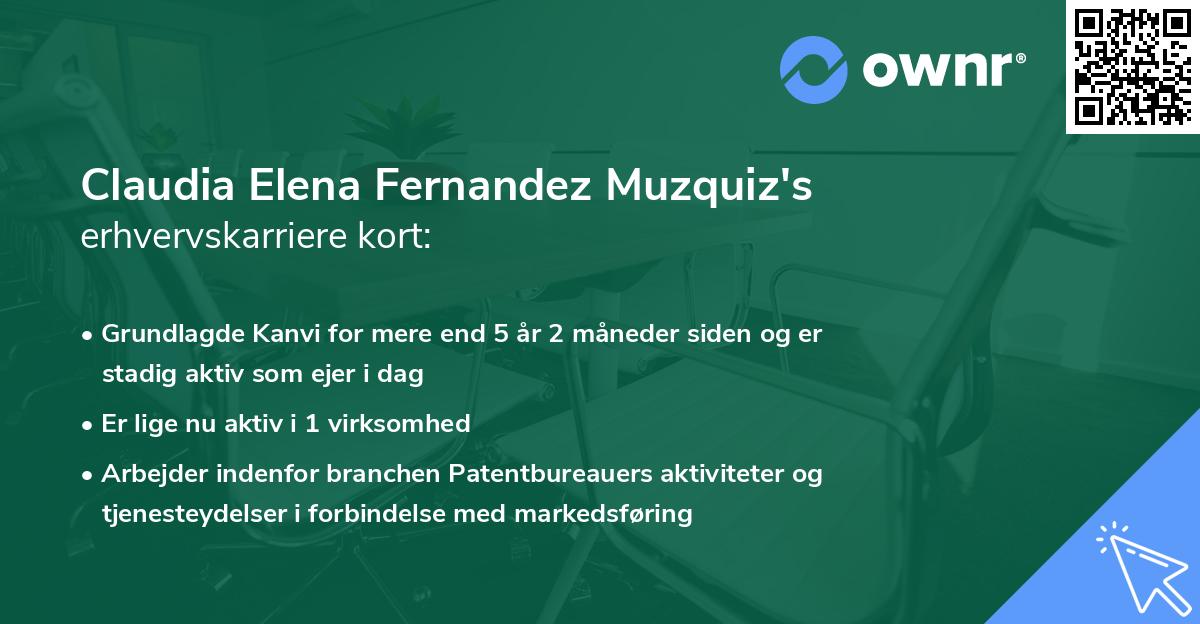 Claudia Elena Fernandez Muzquiz's erhvervskarriere kort