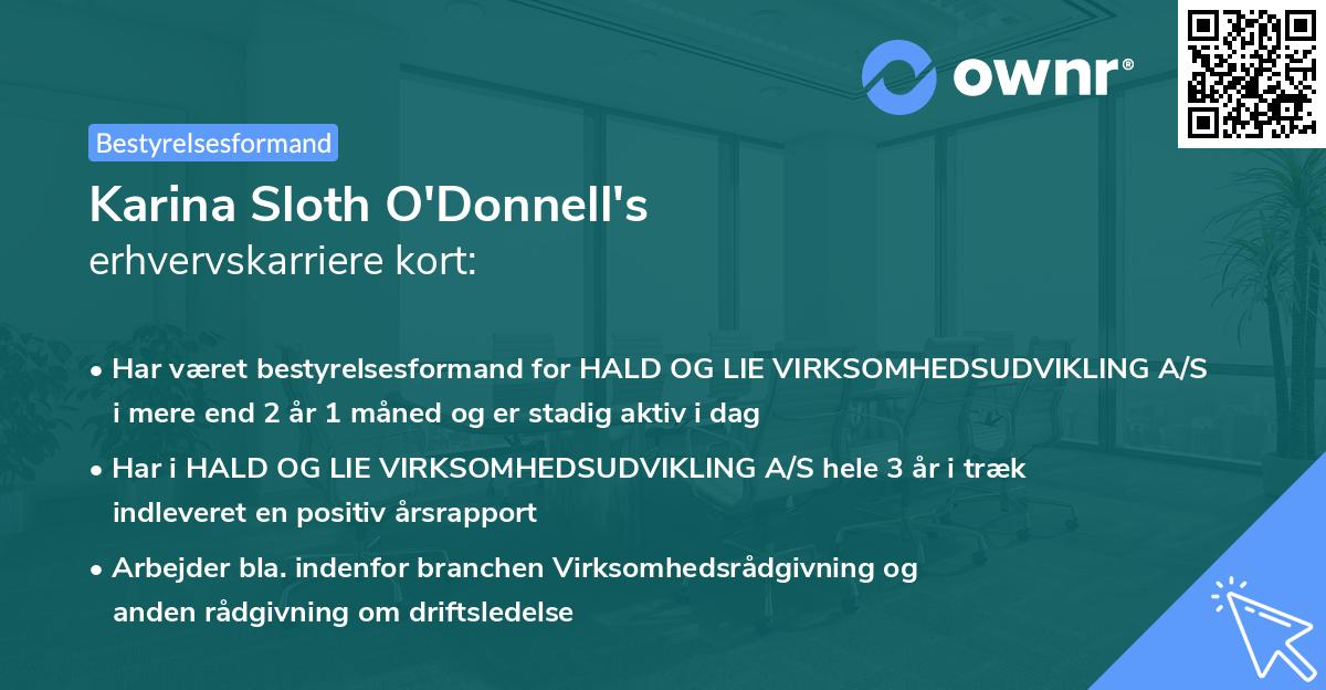 Karina Sloth O'Donnell's erhvervskarriere kort