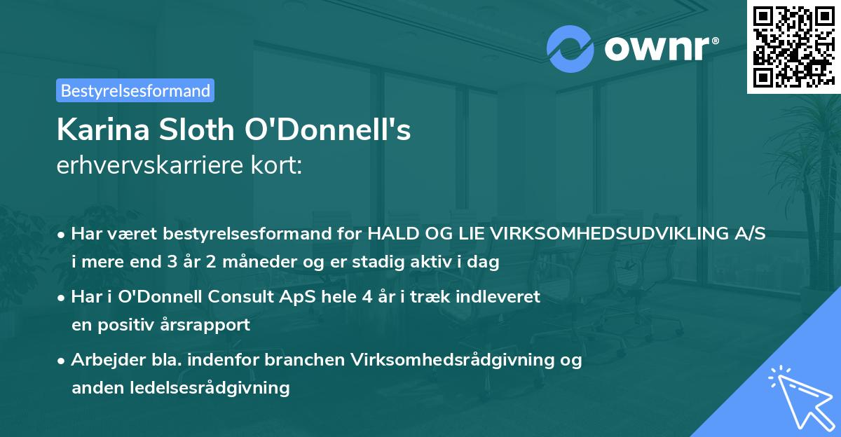 Karina Sloth O'Donnell's erhvervskarriere kort
