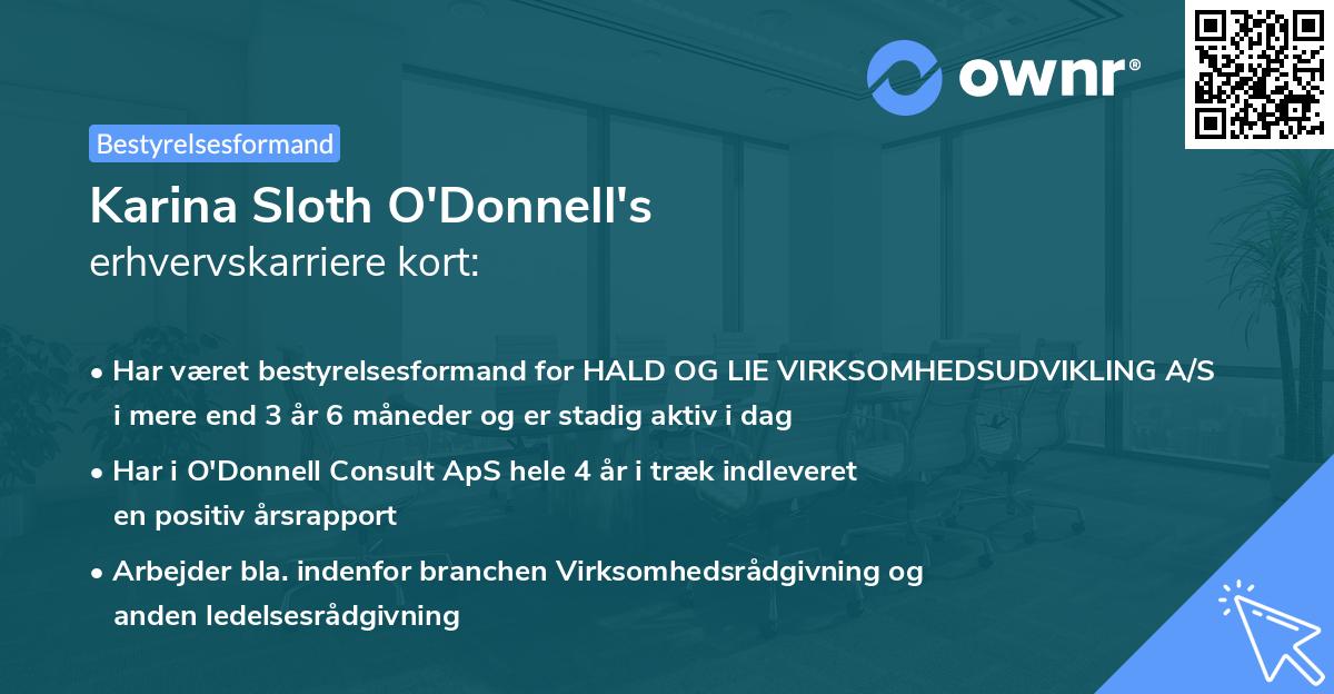 Karina Sloth O'Donnell's erhvervskarriere kort