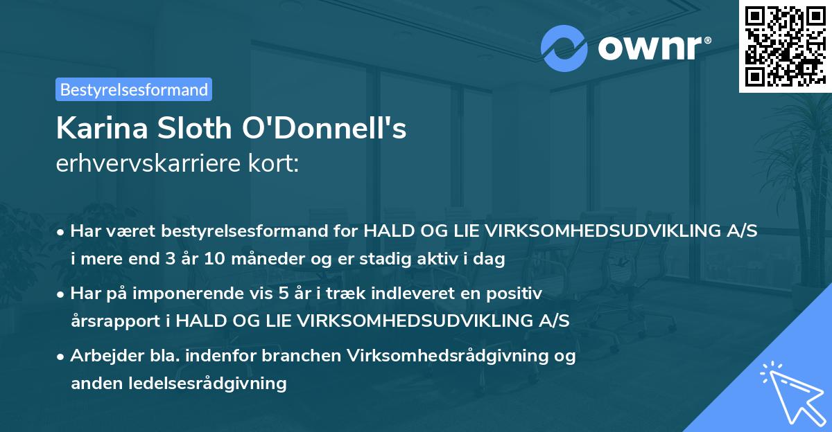 Karina Sloth O'Donnell's erhvervskarriere kort