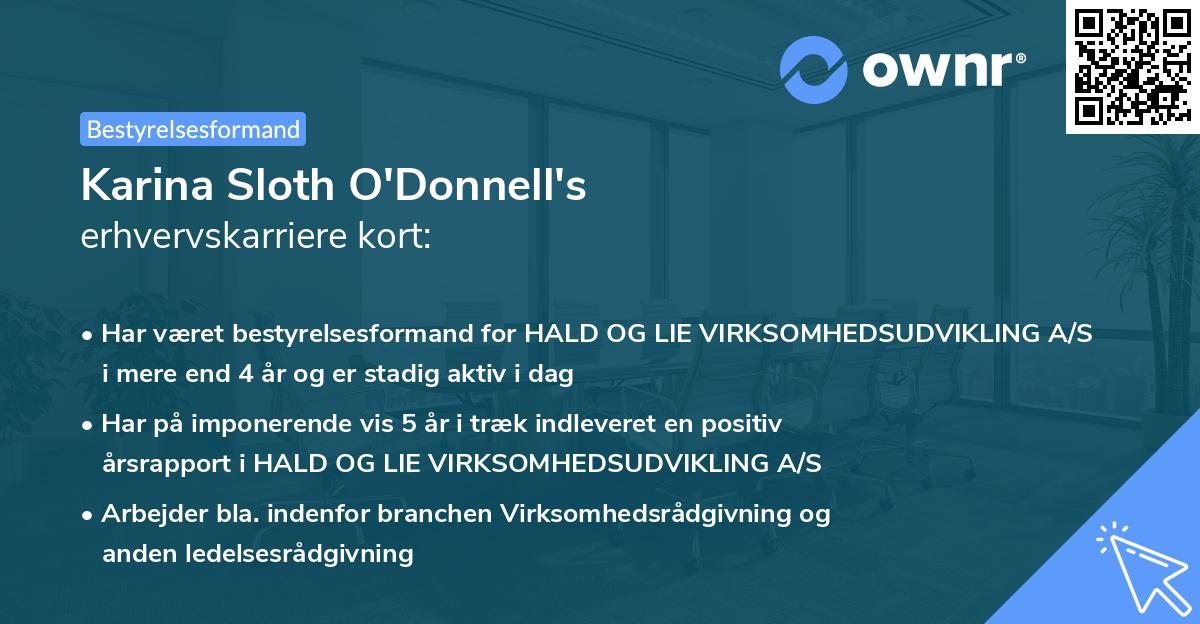 Karina Sloth O'Donnell's erhvervskarriere kort