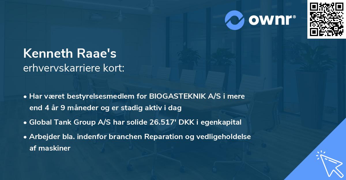 Kenneth Raae's erhvervskarriere kort